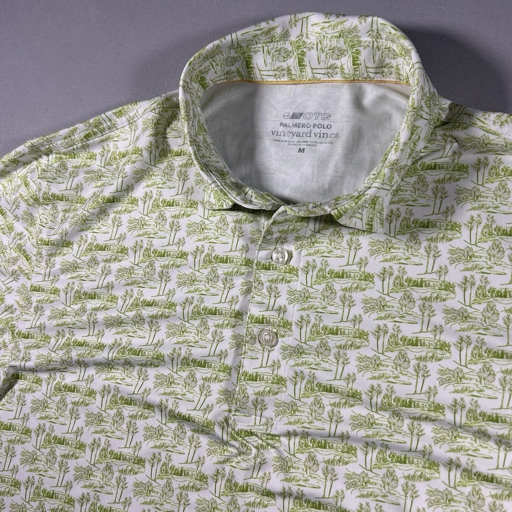 Vineyard Vines OTG Palmero Polo Men's M White Green Golf Print‎ Performance
